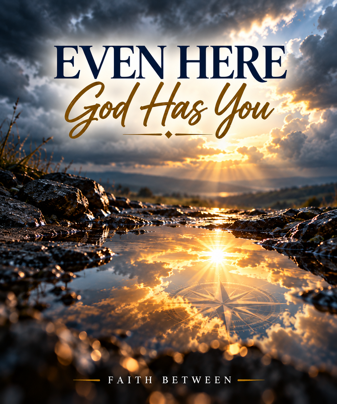 Even Here, God Has You single cover, with light breaking through storm clouds