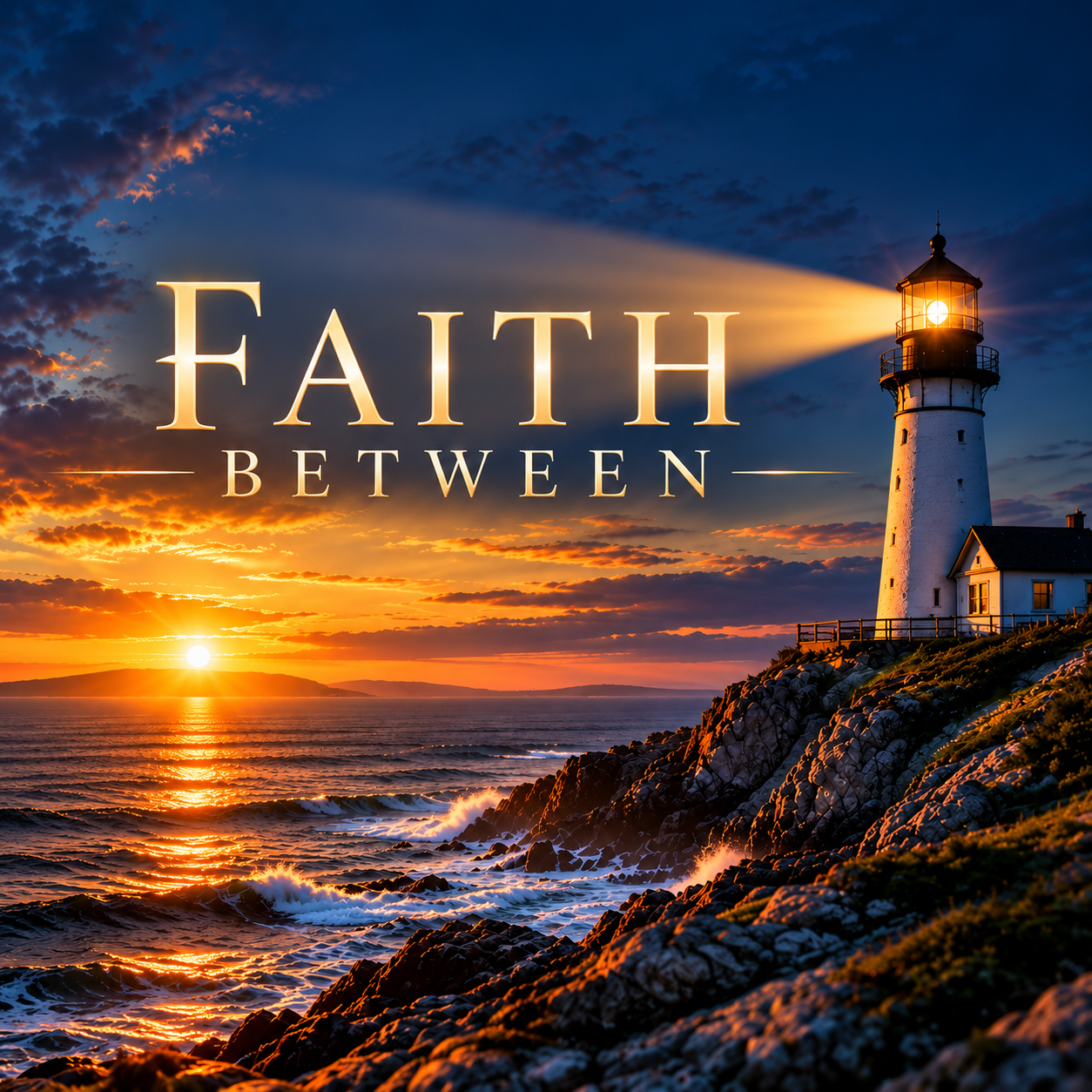 Faith Between music artwork with lighthouse