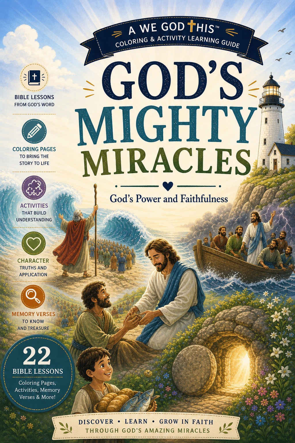 God's Mighty Miracles: A Christian Coloring & Activity Book for Kids to Explore Bible Miracles, Learn Scripture, and Discover God's Power and Faithfulness