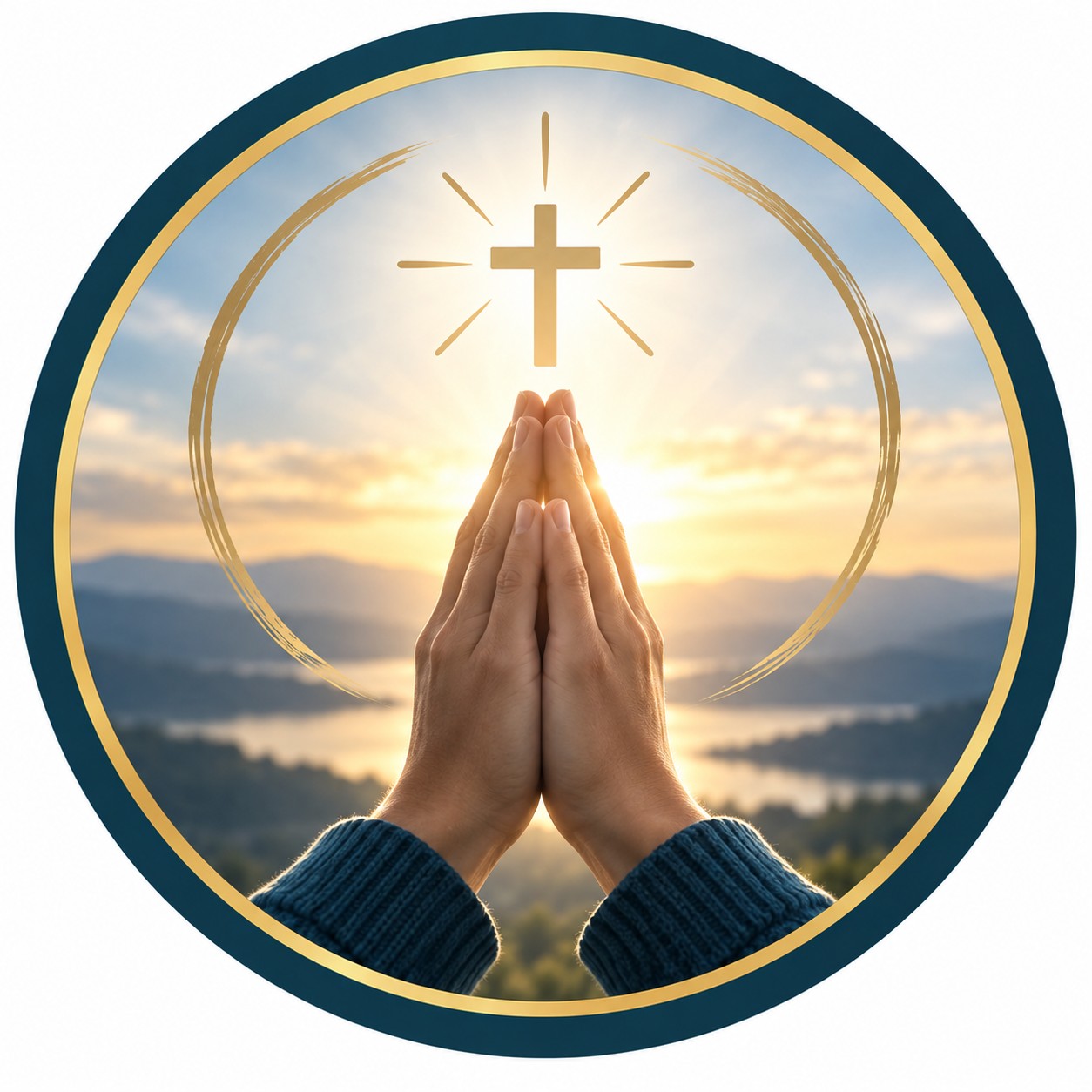 Praying hands beneath a cross